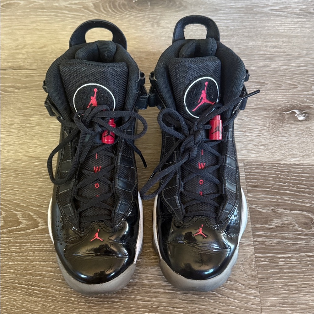 Air Jordan 6 Rings Black Infrared Shoes, size 6.5Y